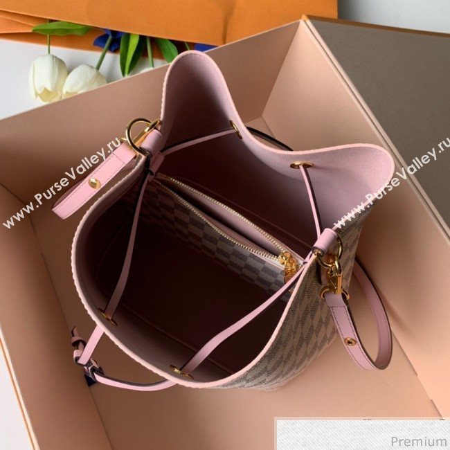 Louis Vuitton Noe Bucket Bag in Damier Azur Canvas N40152 Pink 2019 (KD-9031818)