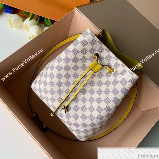 Louis Vuitton Noe Bucket Bag in Damier Azur Canvas N40151 Yellow 2019 (KD-9031819)