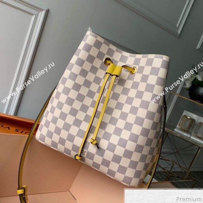 Louis Vuitton Noe Bucket Bag in Damier Azur Canvas N40151 Yellow 2019 (KD-9031819)