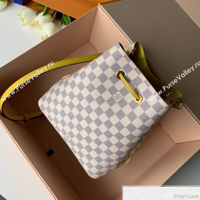 Louis Vuitton Noe Bucket Bag in Damier Azur Canvas N40151 Yellow 2019 (KD-9031819)