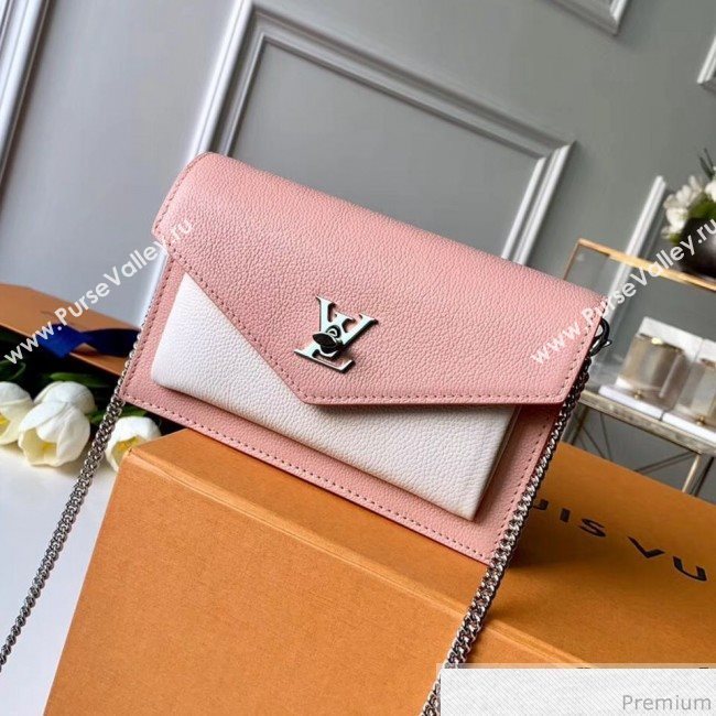 Louis Vuitton Pochette Mylockme Chain Shoulder Bag M63980 Pink/White 2019 (FANG-9031819)