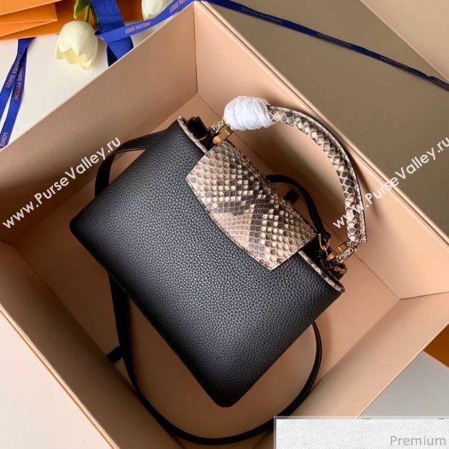 Louis Vuitton Capucines BB Python Top Handle Bag N95509 Black/Grey 2019 (FANG-9031823)