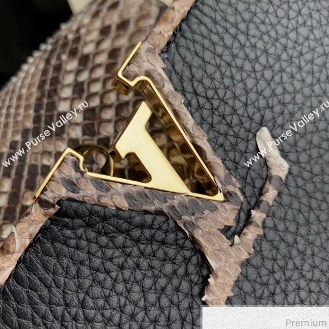 Louis Vuitton Capucines BB Python Top Handle Bag N95509 Black/Grey 2019 (FANG-9031823)