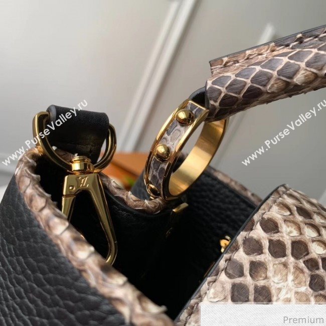 Louis Vuitton Capucines BB Python Top Handle Bag N95509 Black/Grey 2019 (FANG-9031823)