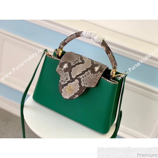 Louis Vuitton Capucines PM Python Top Handle Bag N95384 Green/Grey 2019 (LVSJ-9031826)
