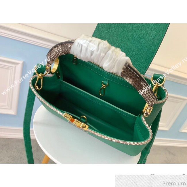 Louis Vuitton Capucines PM Python Top Handle Bag N95384 Green/Grey 2019 (LVSJ-9031826)