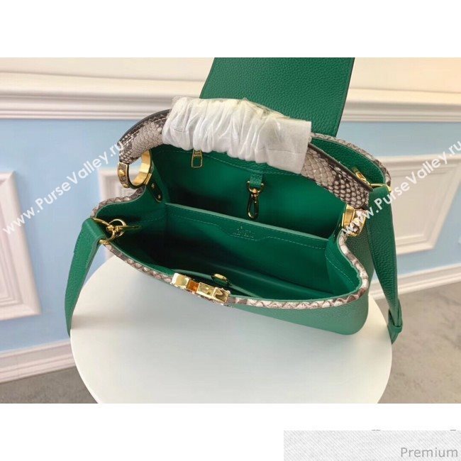 Louis Vuitton Capucines BB Python Top Handle Bag N95384 Green/Grey 2019 (LVSJ-9031825)
