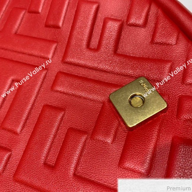 Fendi Baguette Medium FF Logo Lambskin Flap Bag Red 2019 (CL-9031838)