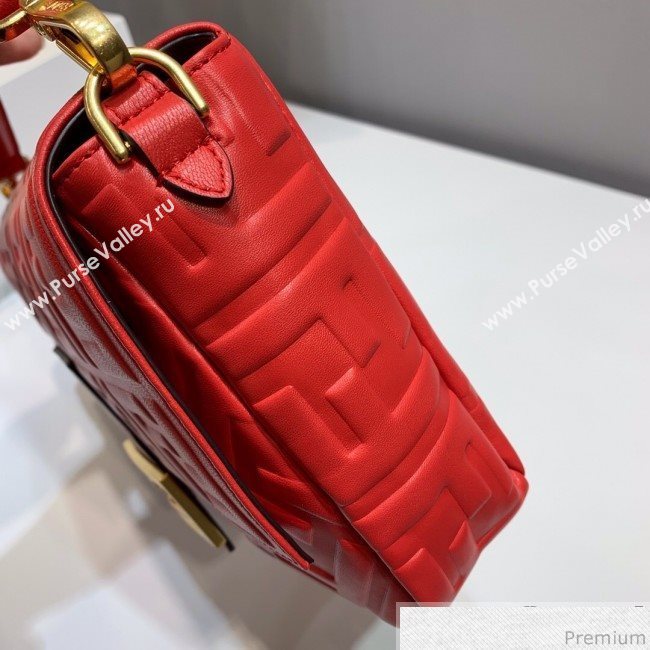 Fendi Baguette Large FF Logo Lambskin Flap Bag Red 2019 (CL-9031837)