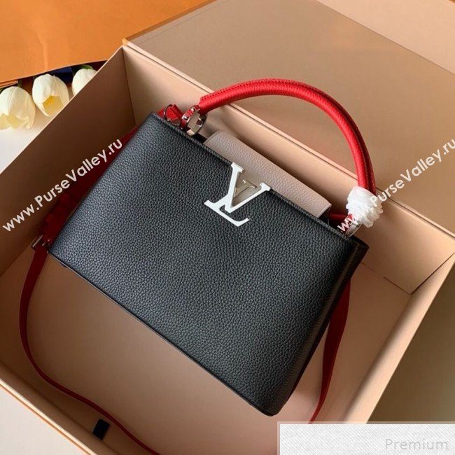 Louis Vuitton Capucines PM Top Handle Bag M53678 Black/Red 2019 (FANG-9042320)