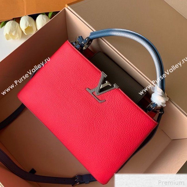 Louis Vuitton Capucines PM Top Handle Bag M52990 Red/Gray/Blue 2019 (FANG-9042321)