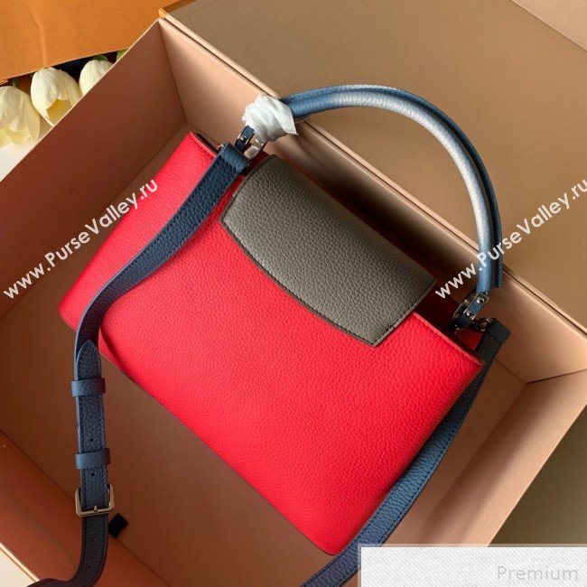 Louis Vuitton Capucines PM Top Handle Bag M52990 Red/Gray/Blue 2019 (FANG-9042321)