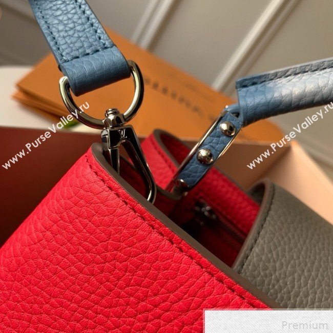 Louis Vuitton Capucines PM Top Handle Bag M52990 Red/Gray/Blue 2019 (FANG-9042321)