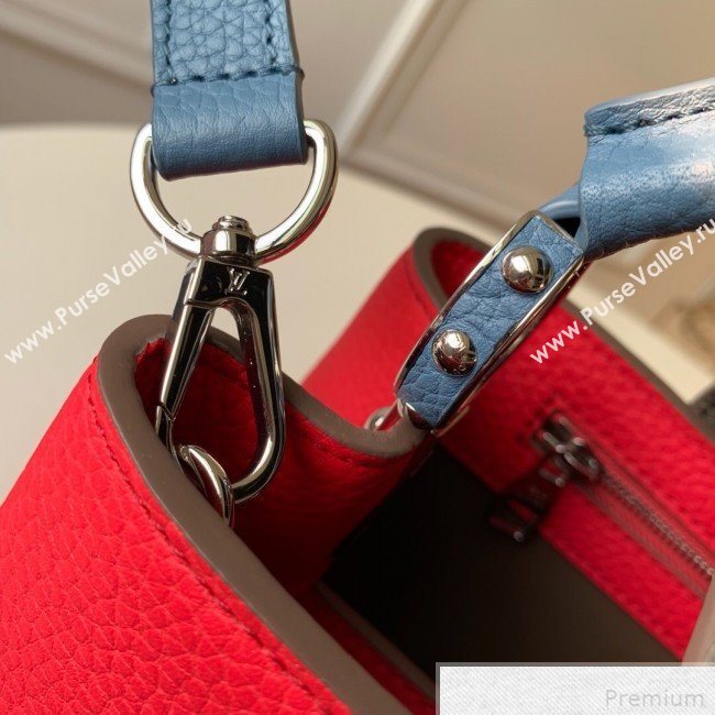 Louis Vuitton Capucines PM Top Handle Bag M52990 Red/Gray/Blue 2019 (FANG-9042321)