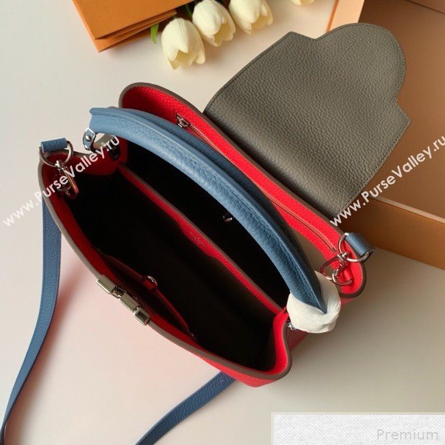 Louis Vuitton Capucines PM Top Handle Bag M52990 Red/Gray/Blue 2019 (FANG-9042321)