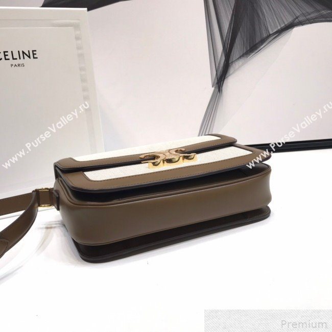 Celine Large Triomphe Bag in Textile and Khaki Calfskin 2019 (XYD-9042340)