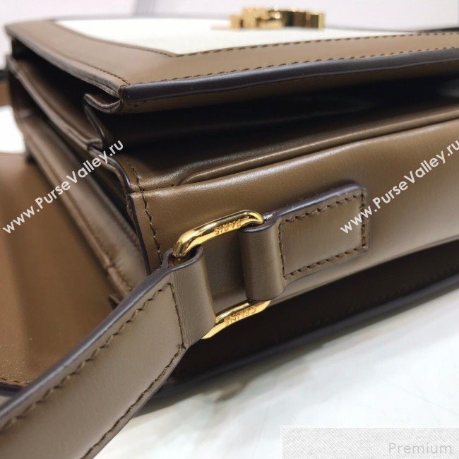 Celine Large Triomphe Bag in Textile and Khaki Calfskin 2019 (XYD-9042340)