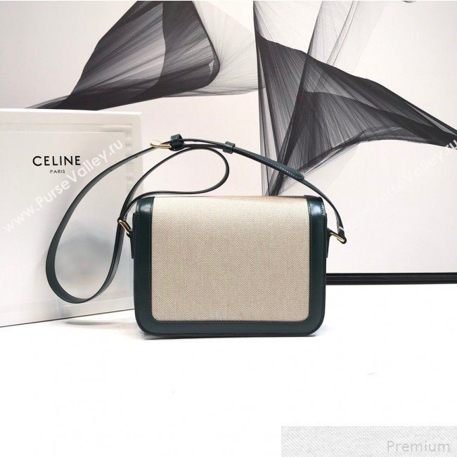 Celine Large Triomphe Bag in Textile and Green Calfskin 2019 (XYD-9042341)