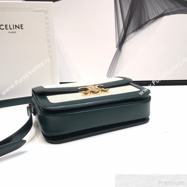 Celine Large Triomphe Bag in Textile and Green Calfskin 2019 (XYD-9042341)