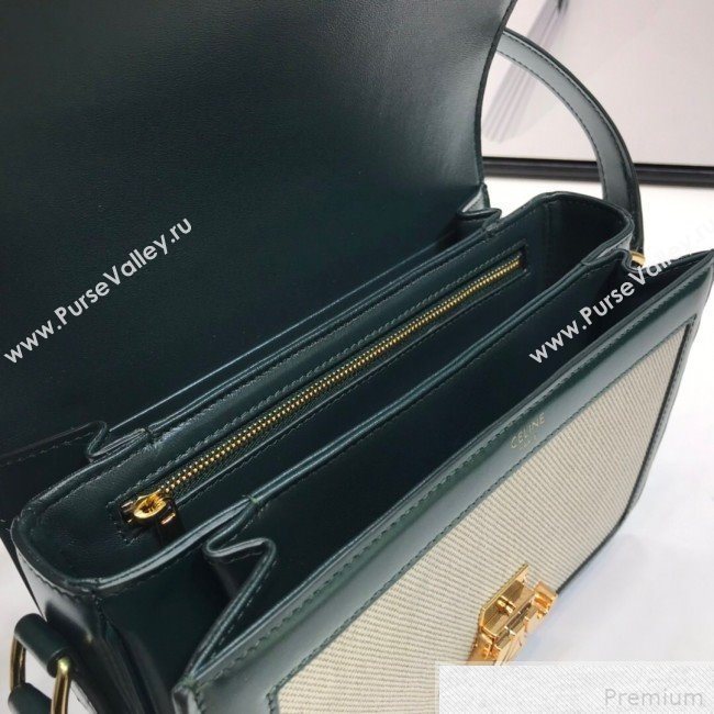 Celine Large Triomphe Bag in Textile and Green Calfskin 2019 (XYD-9042341)