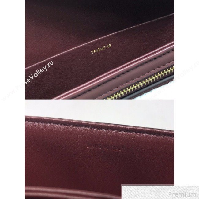 Celine Large Triomphe Bag in Textile and Burgundy Calfskin 2019 (XYD-9042342)