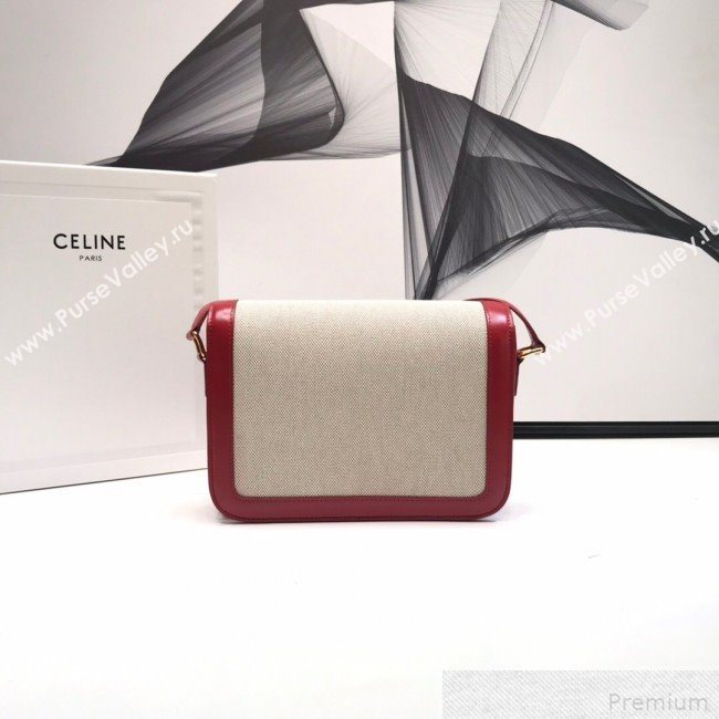 Celine Large Triomphe Bag in Textile and Red Calfskin 2019 (XYD-9042343)