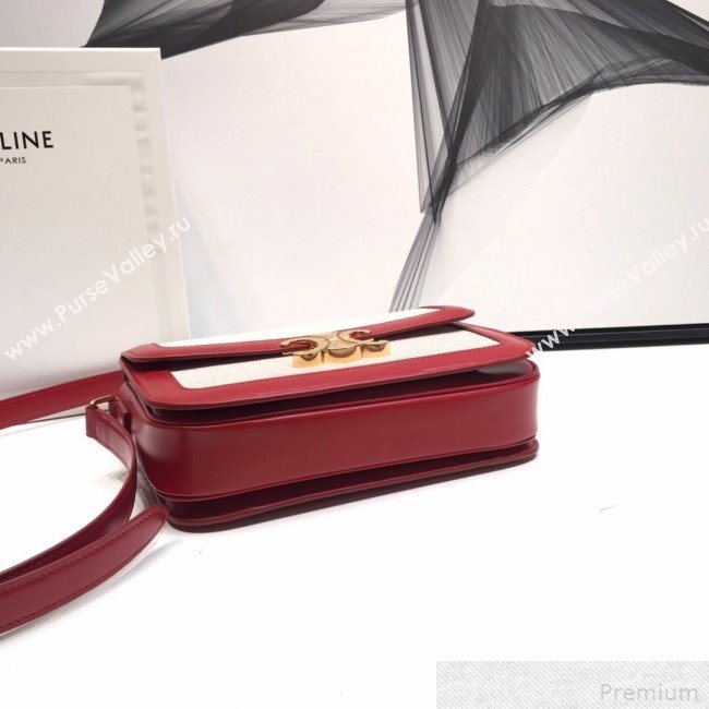 Celine Large Triomphe Bag in Textile and Red Calfskin 2019 (XYD-9042343)