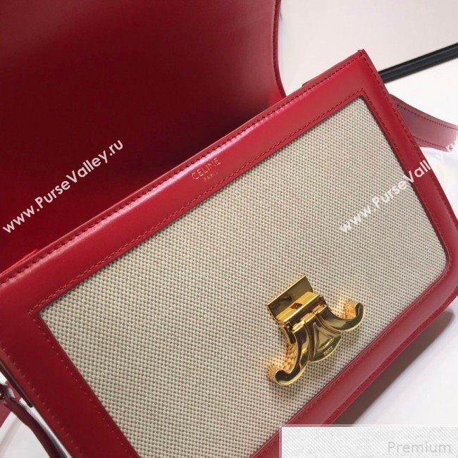 Celine Large Triomphe Bag in Textile and Red Calfskin 2019 (XYD-9042343)