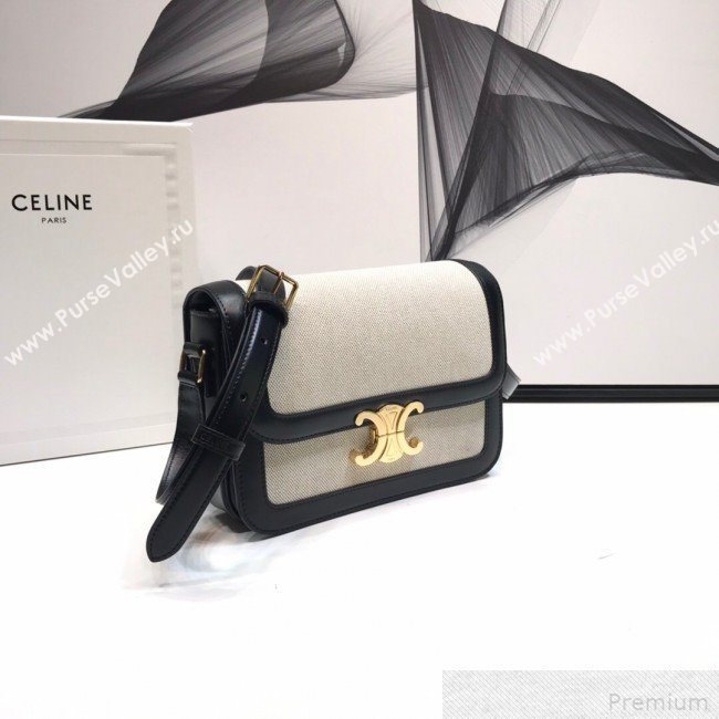 Celine Large Triomphe Bag in Textile and Black Calfskin 2019 (XYD-9042344)