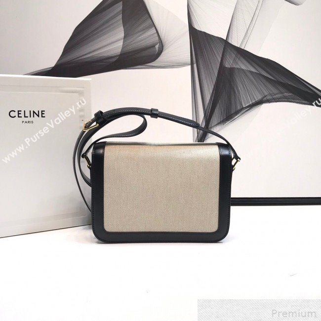Celine Large Triomphe Bag in Textile and Black Calfskin 2019 (XYD-9042344)