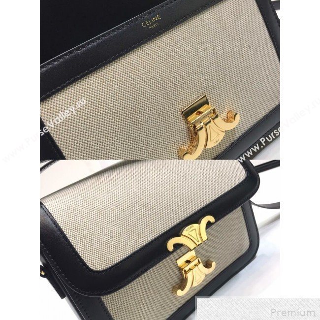 Celine Large Triomphe Bag in Textile and Black Calfskin 2019 (XYD-9042344)