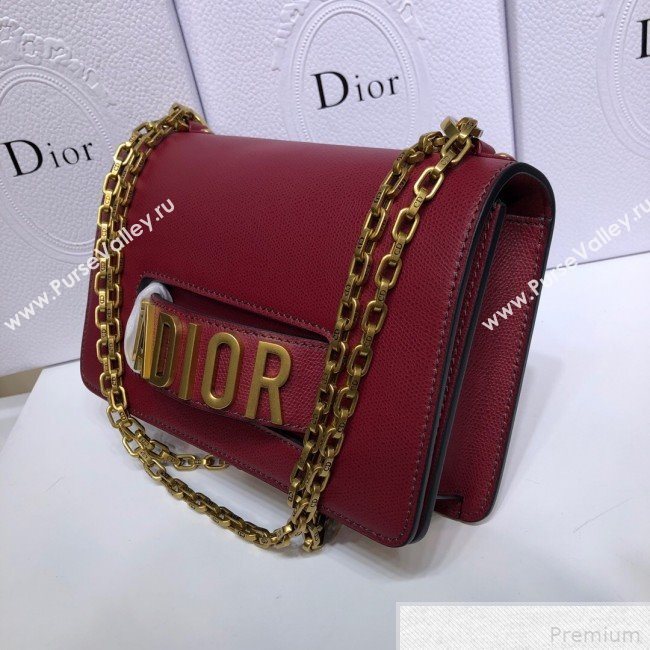 Dior JAdior Grained Leather Flap Chain Bag Red 2019 (XYD-9042346)