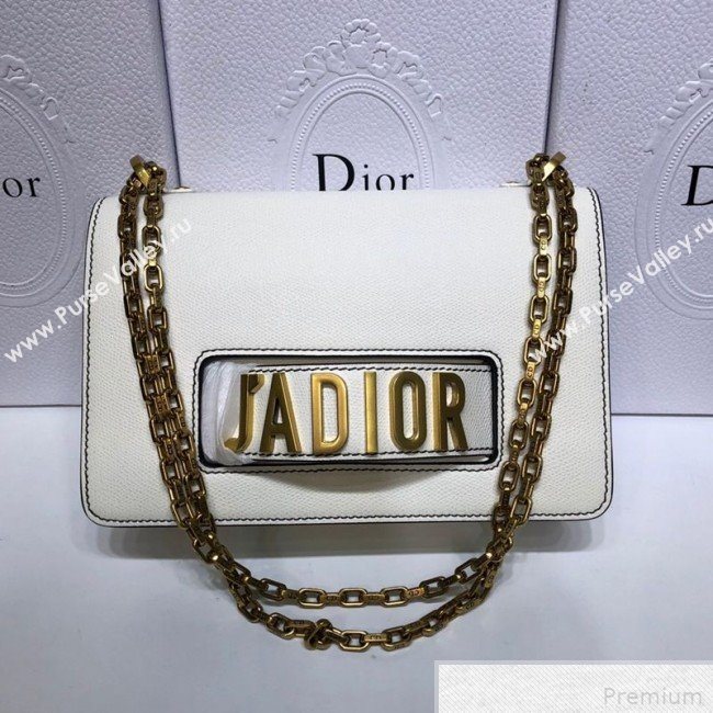 Dior JAdior Grained Leather Flap Chain Bag White 2019 (XYD-9042348)
