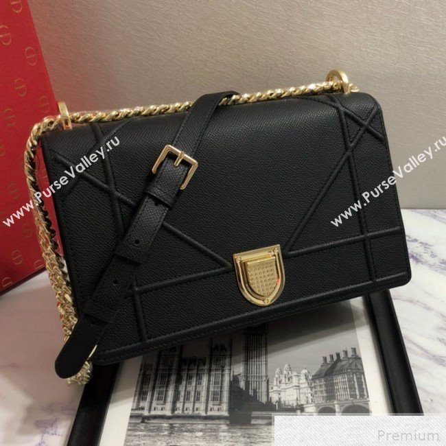 Dior Diorama Flap Bag in Black Grained Calfskin 2019 (BINF-9042356)