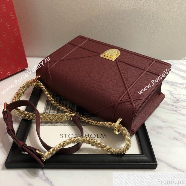 Dior Diorama Flap Bag in Burgundy Grained Calfskin 2019 (BINF-9042357)