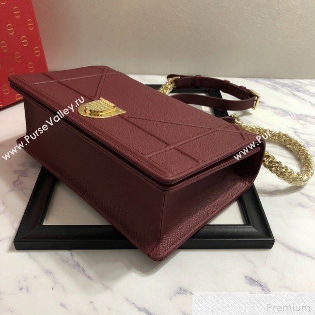 Dior Diorama Flap Bag in Burgundy Grained Calfskin 2019 (BINF-9042357)