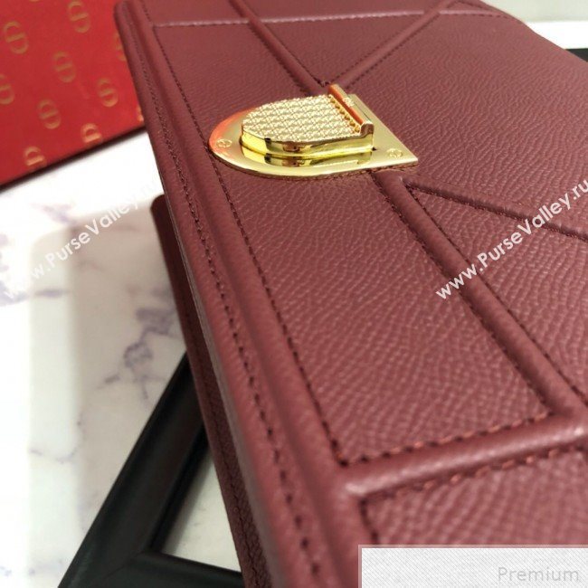 Dior Diorama Flap Bag in Burgundy Grained Calfskin 2019 (BINF-9042357)
