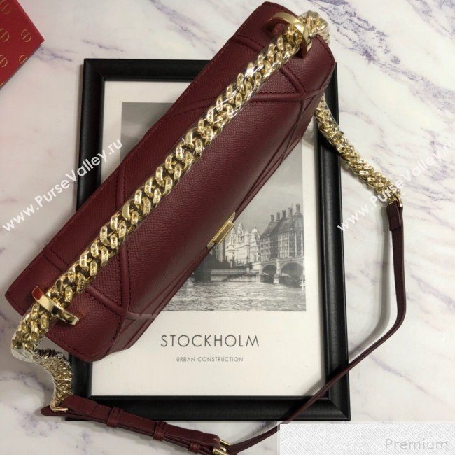 Dior Diorama Flap Bag in Burgundy Grained Calfskin 2019 (BINF-9042357)