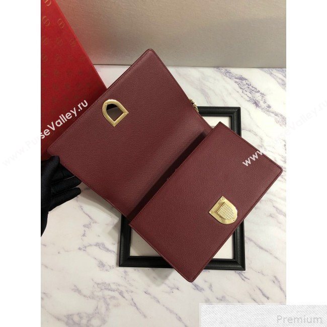 Dior Diorama Flap Bag in Burgundy Grained Calfskin 2019 (BINF-9042357)