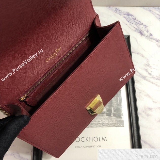 Dior Diorama Flap Bag in Burgundy Grained Calfskin 2019 (BINF-9042357)