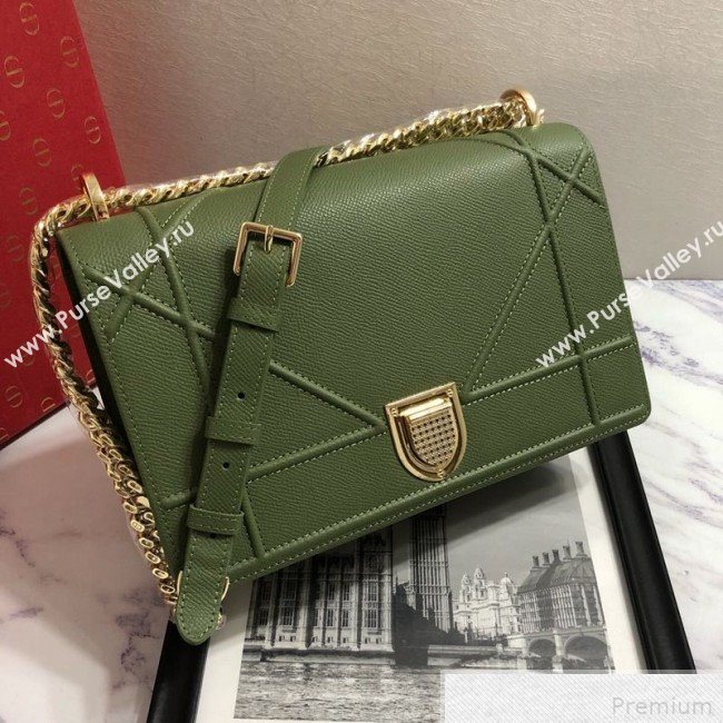 Dior Diorama Flap Bag in Green Grained Calfskin 2019 (BINF-9042358)