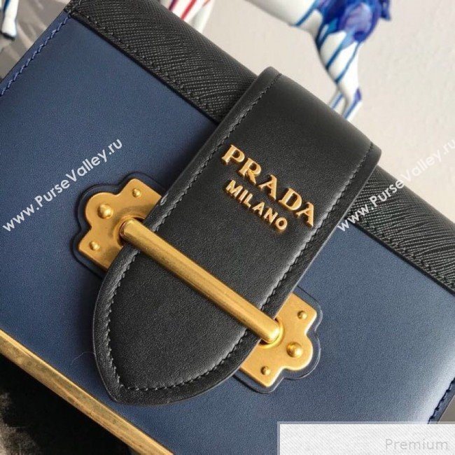 Prada Cahier Calf Leather Bag 1BH018 Blue 2019 (PYZ-9042401)