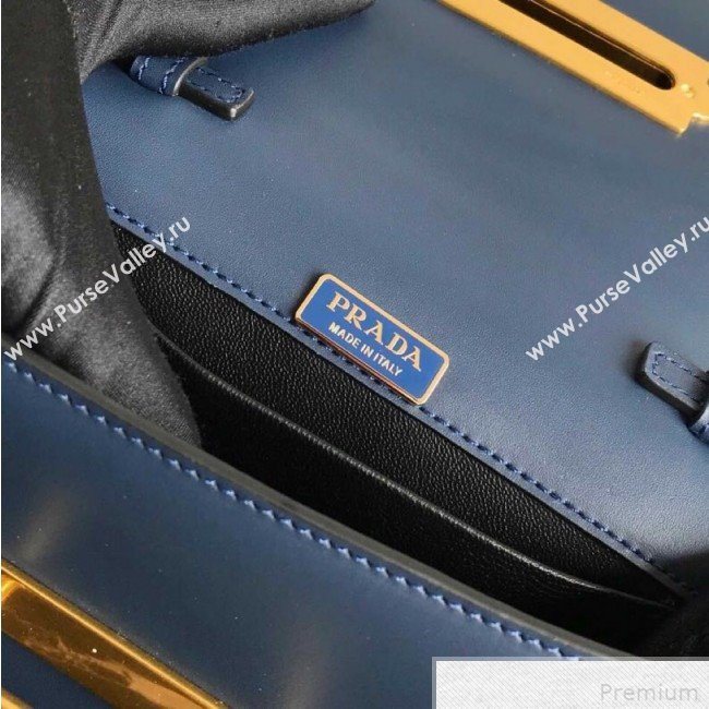 Prada Cahier Calf Leather Bag 1BH018 Blue 2019 (PYZ-9042401)