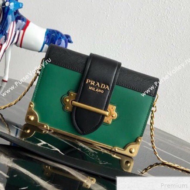 Prada Cahier Calf Leather Bag 1BH018 Green 2019 (PYZ-9042402)