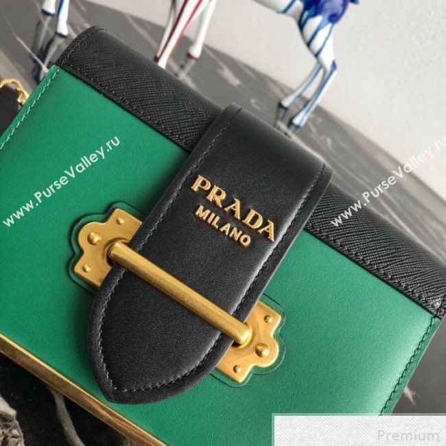 Prada Cahier Calf Leather Bag 1BH018 Green 2019 (PYZ-9042402)