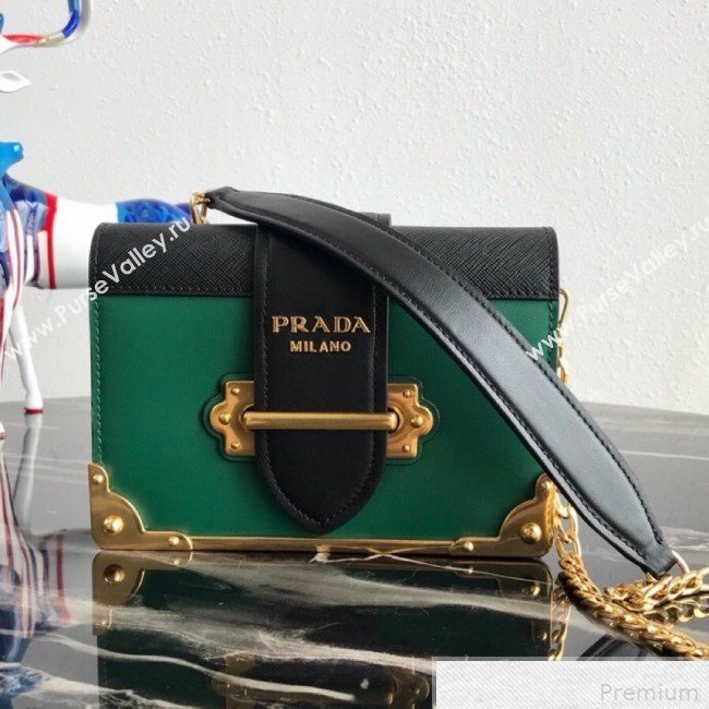 Prada Cahier Calf Leather Bag 1BH018 Green 2019 (PYZ-9042402)