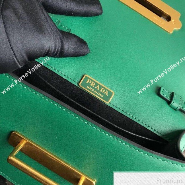 Prada Cahier Calf Leather Bag 1BH018 Green 2019 (PYZ-9042402)