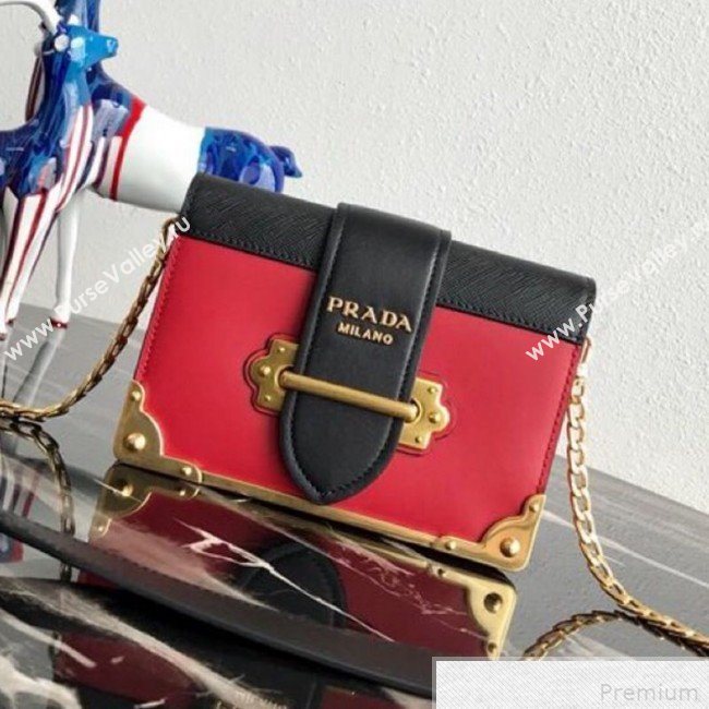 Prada Cahier Calf Leather Bag 1BH018 Red 2019 (PYZ-9042403)