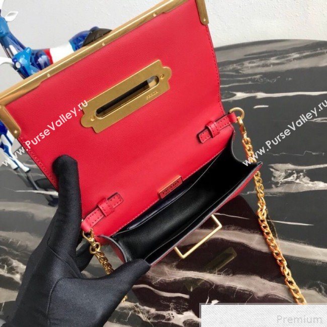 Prada Cahier Calf Leather Bag 1BH018 Red 2019 (PYZ-9042403)