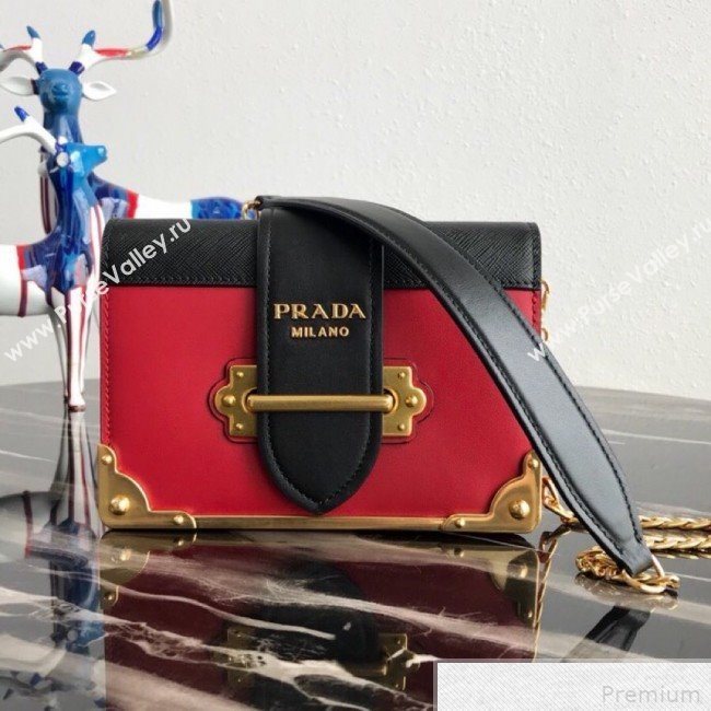 Prada Cahier Calf Leather Bag 1BH018 Red 2019 (PYZ-9042403)